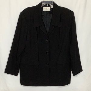 100% Wool Black Blazer Size 16P